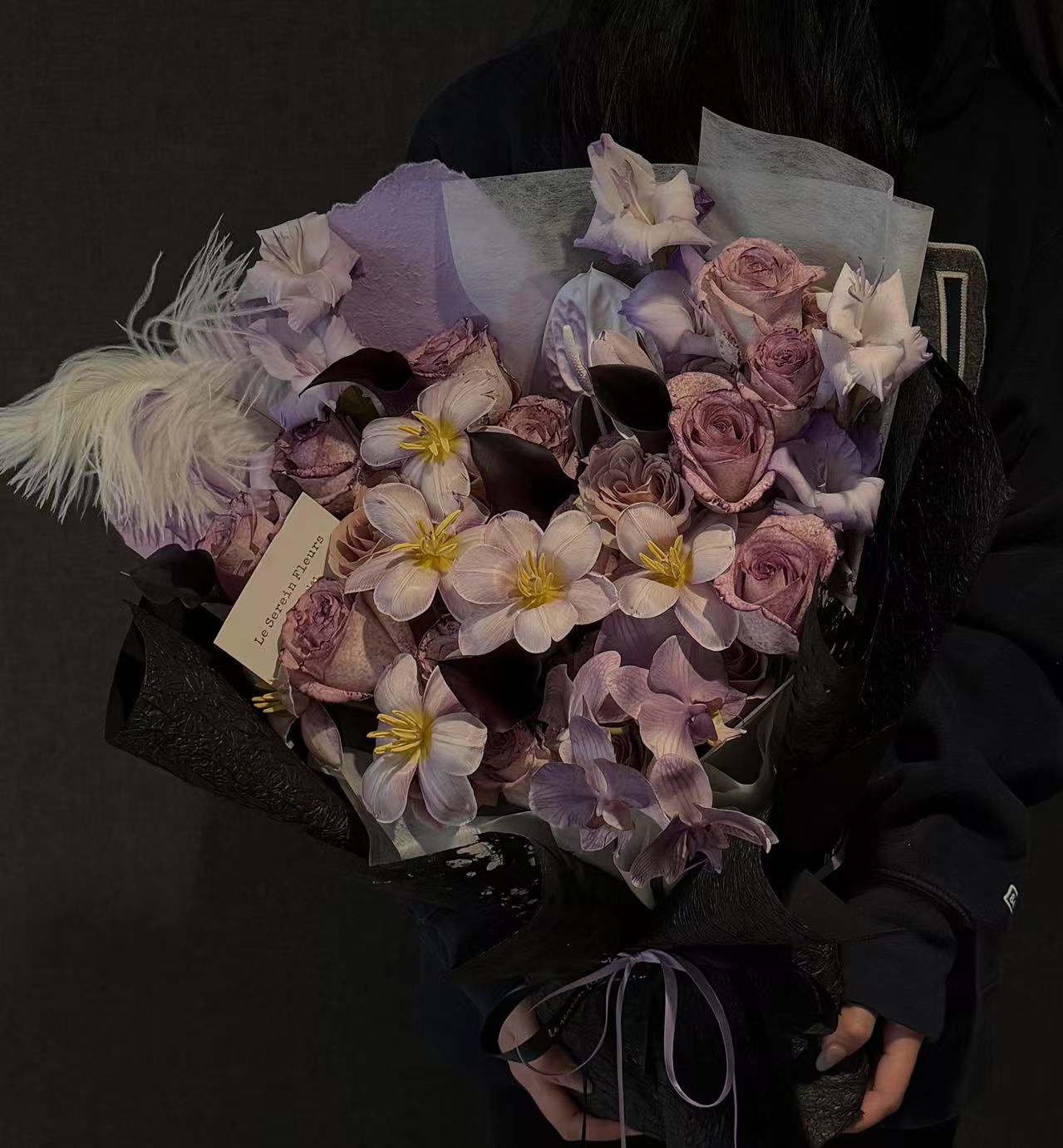 Purple Rose Designed large Bouquet