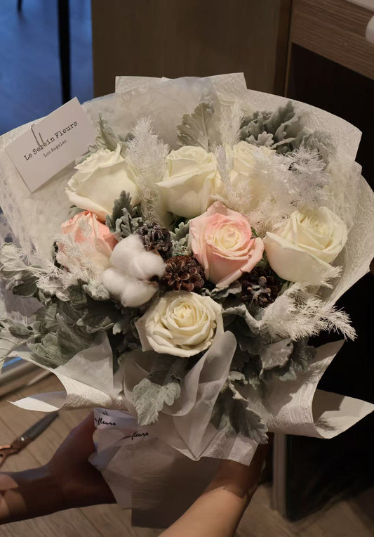Christmas style white rose